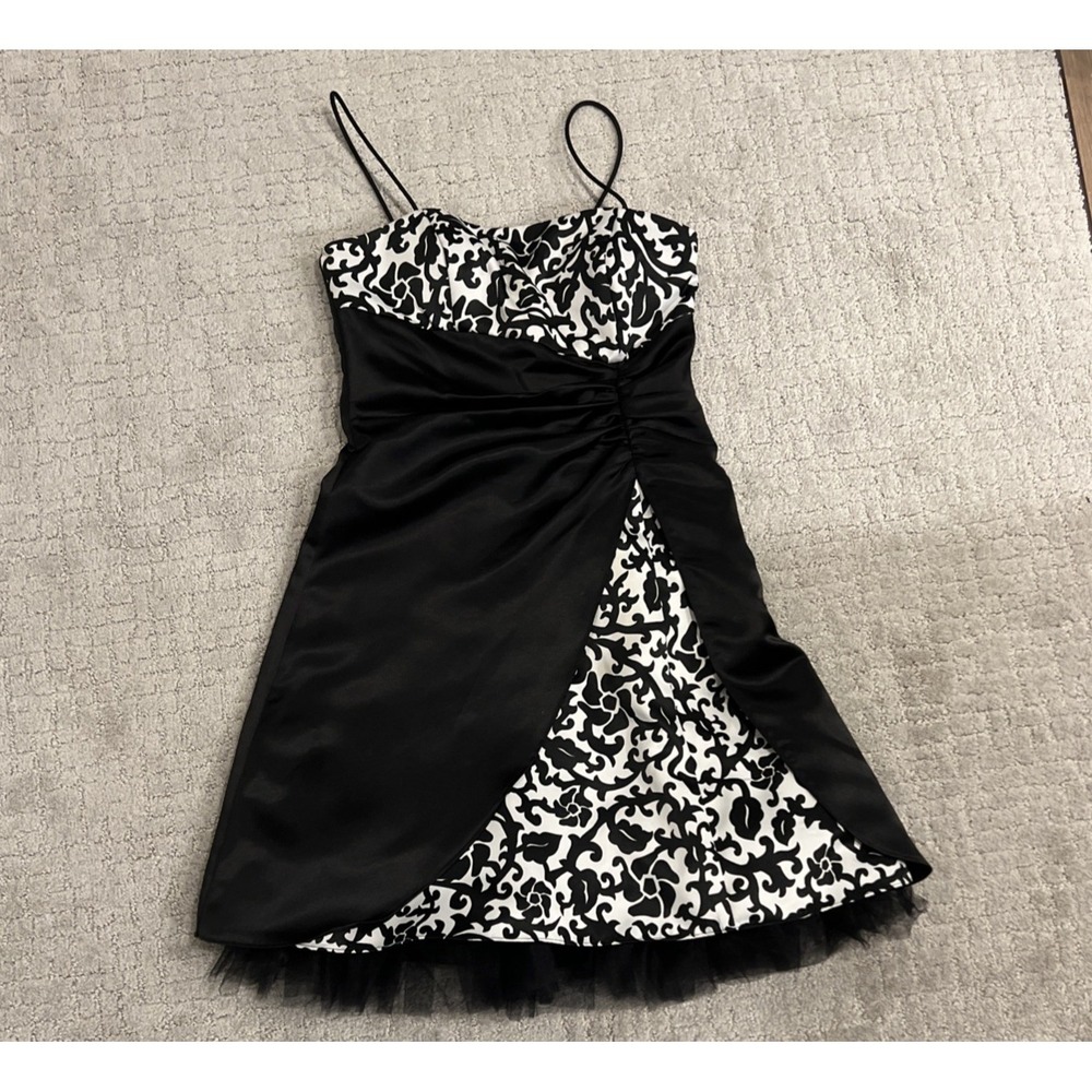 VTG Y2K Blondie Nites By Linda Bernell Dress Sz 5 Black Formal Prom Gown Derby